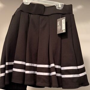 Black and White Pleated Skirt